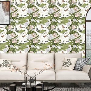 Papel Tapiz Autoadhesivo Vintage Boho con Diseño Floral, Papel de Contacto Beige con Mariposas y Flores, Mural de Pared Impermeable de Vinilo Autoadhesivo para el Hogar - Product Image 5