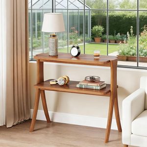 Tavolino in Legno Stile Fattoria con Ripiano a 2 Livelli, Arredamento per Soggiorno - Product Image 4