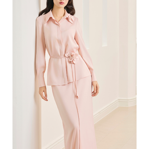 Jupe midi élégante pour femme, prête à être expédiée, taille haute, en satin, pour le bureau, tenue professionnelle, fournisseur de mode - Product Image 1