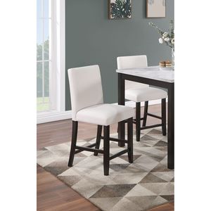 Modern 5pc Counter Height <b>Dining</b> Set Faux Marble <b>Top</b> Kitchen Dinette <b>Table</b> with 4 High Chairs White Faux Leather Cushions Seats - Product Image 5