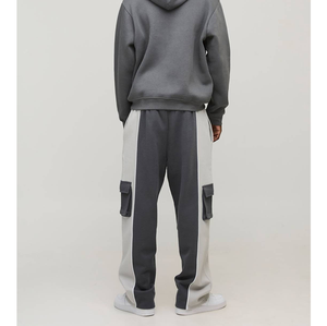 กางเกงวอร์มผู้ชายสไตล์สตรีทคุณภาพสูง ผ้าฟลีซนุ่ม แต่งสีบล็อก ตะเข็บเย็บอย่างดี เอวผูกเชือก ทรงตรง ลายเรียบ สำหรับออกกำลังกาย - Product Image 3