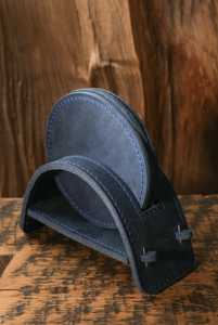 Ensemble de 4 dessous-de-verre en cuir véritable, ronds, en cuir de vachette brun, faits à la main, vaisselle durable, boîte cadeau GLC-0014 - Product Image 2