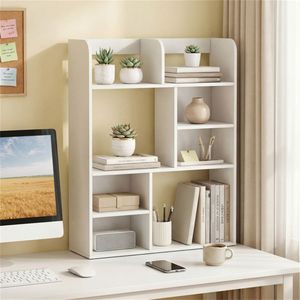 Scaffale Verticale da Scrivania in MDF Robusto 23,5 x 9 x 31,5 Pollici, Organizzatore per Libri e Decorazioni - Product Image 5