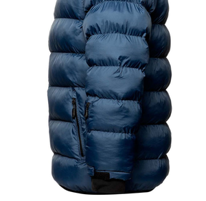 Veste d'hiver décontractée pour homme, bleue, à capuche, rembourrée en duvet, coupe-vent, fermeture éclair, coupe régulière, couleur unie, en polyester - Product Image 3
