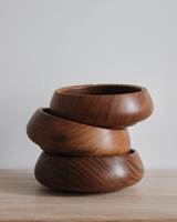 Ensemble de bols en bois artisanal de qualité supérieure, bols à salade et de service en bois massif naturel pour la cuisine, vaisselle durable et écologique en promotion