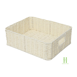 TOP SELLING Handmade Eco Paper Rope <b>Basket</b> with Cutout Handles Decorative Storage Box for Modern Home Organization - Product Image 6
