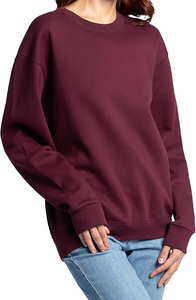 <b>Men's</b> <b>Burgundy</b> Crew Neck Pullover <b>Sweatshirt</b> 100% Cotton Regular Fit Solid Color Casual Autumn Wear - Product Image 3