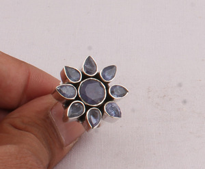 Bague en Iolite Naturelle en Gros, Argent Sterling 925, Bagues Vintage Tendance, Bijoux en Pierre Précieuse Bleu Violet Naturel pour Femme - Product Image 3