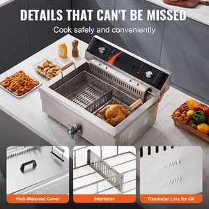 Friggitrice Elettrica Commerciale da 3000W, Singola, da Banco, per Pollo Fritto, Grande Capacità 30.6Qt/29L, con Cestello in Acciaio Inossidabile - Product Image 6
