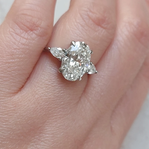 Brilliant 3 Carat Oval Cut Diamond Engagement <b>Ring</b> White Gold Platinum Plated 14k IGI Certified Classic Unisex Jewelry - Product Image 1
