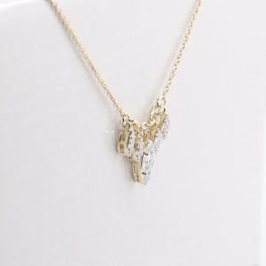 Collier Pendentif Groupe de Marquises en Or, Diamant de Laboratoire Classique, Franges Chevron Superposées, Bijoux Fins pour Femme, Vente en Gros, Cadeau de Luxe - Product Image 2