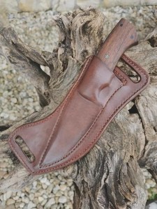 Drop Point Hunting <b>Knife</b> With Wood Handle High Carbon Steel Blade 0.6mm Thickness Straight Edge Non Adjustable - Product Image 2