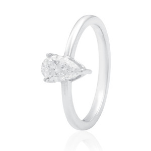 Anillo solitario de oro blanco de 14 quilates, anillo de boda clásico regular con una sola piedra para mujer, joyería fina nupcial elegante de lujo unisex - Product Image 4