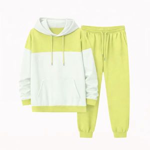 Ensemble de survêtement sportswear personnalisé pour homme avec fermeture éclair, imprimé effet poudre, en tissu éponge, comprenant un sweat à capuche et un pantalon de survêtement, style urbain, collection automne, coupe évasée - Product Image 4