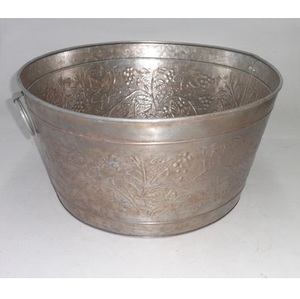 Maceta redonda de metal para flores, maceta galvanizada para flores - Product Image 6