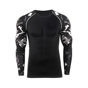 <b>Men</b> Long Sleeve <b>Compression</b> Rash Guard Full Sleeve Sublimation Print Quick Dry Polyester Fitness Top - Product Image 1