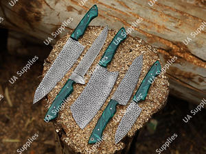 New Arrival Hand Forged Damascus Steel Etched Blade Customizable 5 Pcs Razor <b>Sharp</b> 58 HRC Kitchen <b>Knives</b> Chef <b>Set</b> Leather Bag - Product Image 2