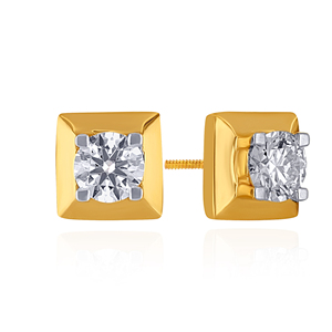 Boucles d'oreilles en or jaune 14 carats avec diamants, taille brillant rond, diamants de laboratoire, bijoux classiques pour femmes, à porter au quotidien - Product Image 2