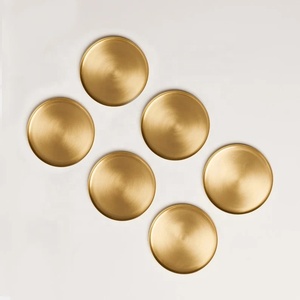 Heritage Smooth Brass Coaster Set Premium Round Drink Coasters Heat Resistant Table Protector Luxury Home <b>Bar</b> Gift - Product Image 2