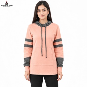Sweat à capuche de luxe pour femme, coupe ample, style streetwear, en molleton de coton, avec impression sérigraphiée color block, bicolore, collection automne, en promotion - Product Image 4