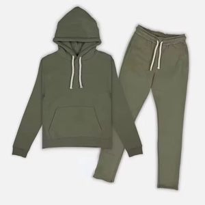Ensemble de survêtement décontracté unisexe avec sweat-shirt à capuche et pantalon à cordon de serrage, couleur unie, longueur intégrale, coton respirant - Product Image 2