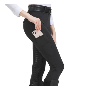 Pantalones de equitación profesionales para mujer Four Seasons, cintura media, cierre de cremallera, silicona antideslizante, resistentes al desgaste, 280g - Product Image 2