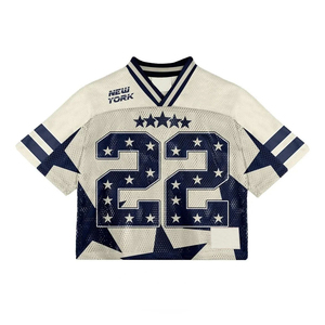 Top Quality American Cropped Soccer Football Mesh Jersey With Custom Color And <b>Tags</b> - Product Image 1