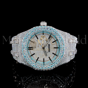 Reloj de Lujo Totalmente Cubierto de Diamantes VVS Moissanite, Color D E, Corte Brillante Redondo VVS1, Plateado, Estilo Hip Hop para Hombre - Product Image 3