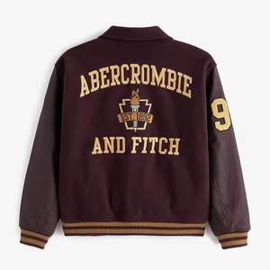 แจ็คเก็ตเบสบอล บอมเบอร์ เลตเตอร์แมน วาร์ซิตี้ แขนหนัง ตัวเสื้อผ้าขนสัตว์ ปักลายเชนีลคุณภาพสูง ผลิตตามสั่งสำหรับผู้ชาย ขายส่งแบบ OEM - Product Image 2