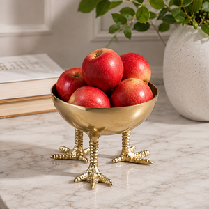Frutero Decorativo de Pedestal con Forma de Pata de Pollo en Oro Antiguo para Decoración de Mesa de Comedor de Lujo - Product Image 1