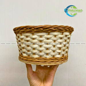 Panier de rangement pour pain en rotin, panier en osier avec base en bois pour café et bistrot, artisanat vietnamien, décoration de table à manger - Product Image 6