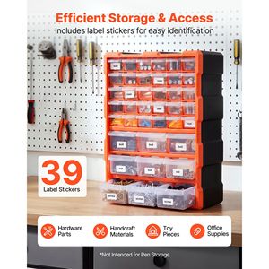 Armoire de rangement en plastique à 39 tiroirs, empilable, pour petites pièces, pour garage, montage mural - Product Image 3