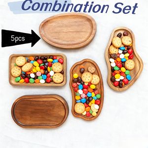 5 pezzi di pratici stoviglie in legno per snack, resistenti al calore e ai graffi, accessori da cucina, stoviglie per feste, decorazioni per la tavola - Product Image 5