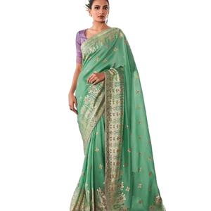 Último diseñador Pure Viscose Dola Silk Contrast Pallu Border Saree de Fab Zone - Product Image 1