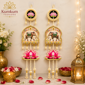 Decoración de Pared de Loto y Elefante, Hecha a Mano en India, para Diwali, Bodas, Ganesha, Fiestas, Regalos de Inauguración de Casa, Decoración de Pared para el Hogar - Product Image 3
