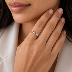 Women's Geometric Diamond Eternity Band <b>Ring</b> Rhodium Plated 925 <b>Silver</b> Pave Setting Modern Engagement Style - Product Image 5