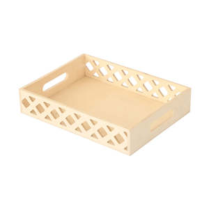 Bandeja Rectangular de Madera Lacada Hecha a Mano con Diseño Floral Azul y Bordes Cortados con Láser, Bandeja Decorativa Sostenible para el Hogar y la Cocina - Product Image 4