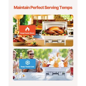 8 Qt Stainless Steel Chafing Dish <b>Buffet</b> Set 2 Pack with Full Size Pans & Rectangle Lid Warming & Holding Catering Warmer <b>Server</b> - Product Image 3