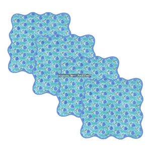 Lot de 4 serviettes de table en coton imprimé, douces et de bonne qualité, avec bordure festonnée, personnalisables, carrées, brodées, en stock - Product Image 1
