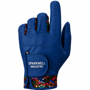 Guante de Golf de Cuero Genuino SPARKWELL INDUSTRY SI-AW-005 Blanco Transpirable con Cierre de Velcro Unisex con Patrón Colorido para Mano Derecha - Product Image 2