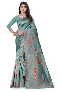 Vêtements ethniques traditionnels pour les occasions de mariage, style indien pakistanais, sari en soie imprimé pour femmes, disponible au meilleur prix - Product Image 5