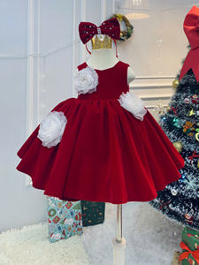 Alto listo para enviar flores con cuentas 3D abrigo exterior decorativo vestido de fiesta Simple Halter niños ODM/OEM vestido en capas compatible - Product Image 3