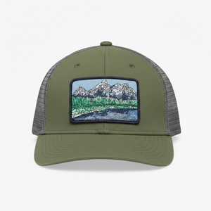 Unisex Olive Green Mesh Sublimation Printed Baseball Cap with Mountain Patch Outdoor Casual <b>Hat</b> <b>Summer</b> Adult Breathable Cotton - Product Image 4