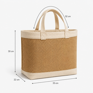 Jute <b>Storage</b> <b>Basket</b> Bag Natural Cotton Canvas PP Laminated Home Laundry Organizer with Handles Custom Logo Wholesale OEM Factory - Product Image 2