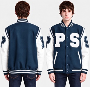Chaqueta varsity para hombre en color chocolate, cuerpo de lana gruesa, mangas de cuero blanco premium, botones a presión, estilo retro, abrigo tipo letterman. - Product Image 6