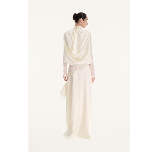 เทรนด์ใหม่ เสื้อโค้ทผู้หญิงสำหรับฤดูหนาว CALLISTA COCOON CAPE Mison Satin ONE Set เสื้อคลุมยาวทรงหลวมสไตล์ศิลปะ สำหรับผู้หญิงในฤดูหนาว - Product Image 1