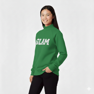 Sudadera Roja de Cuello Alto para Mujer con Estampado de Letras GLAM, Manga Larga, Tejida, Informal, Estilo Otoñal, 100% Algodón Transpirable - Product Image 5