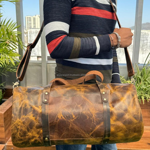 Bolsa de viaje de cuero de grano completo personalizada, equipaje de fin de semana, bolsa de noche, bolsa de gimnasio de cuero genuino Vintage, regalos para él - Product Image 4