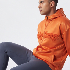 Men's <b>100</b>% <b>Polyester</b> Hoodie Zipper Sweatshirt Distressed Embroidery Hoodies Men Sports Training Zipper Hoodie Mens - Product Image 6