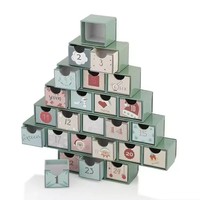 Boîte de calendrier de l'avent en forme de sapin de Noël, boîte en carton personnalisée, 24 tiroirs, emballages cadeaux